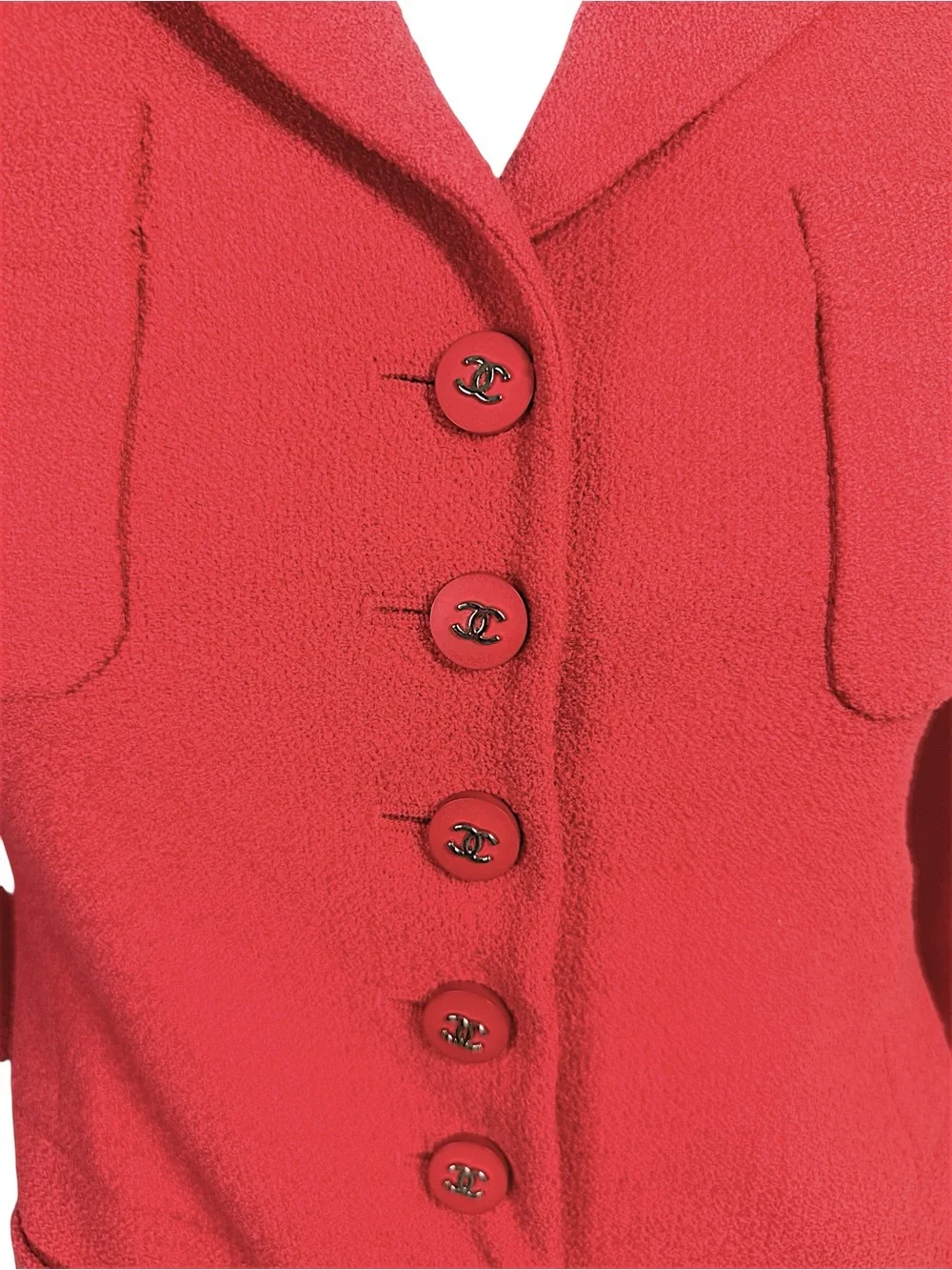 Chanel Vintage 95A Coral Bouclé CC Button Jacket